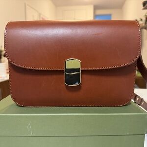 Sezane Milo Classic Bag - Natural Heritage (Brown Leather Shoulder Bag)